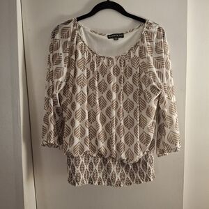 Harper 241 Women's Brown Leaf Print Top